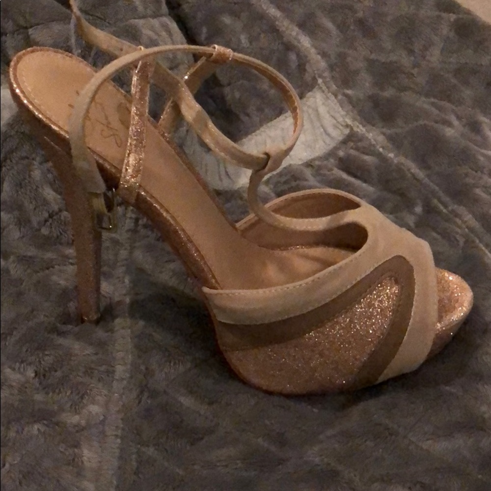 Colin Stuart dress heels glitter gold/champagne